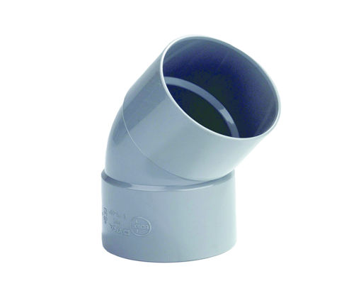 Afbeeldingen van DYKA PVC Bocht 40mm 2x lijmmof 45° grijs