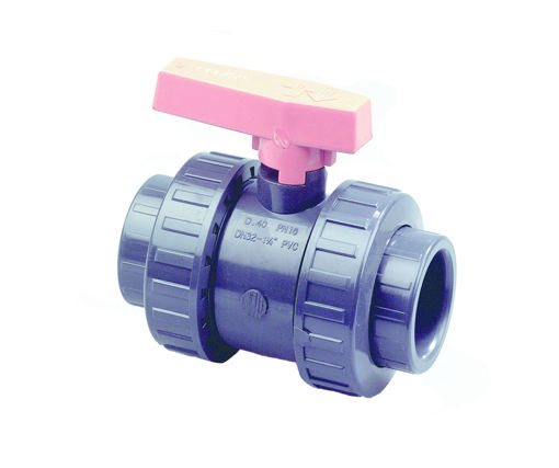 Afbeeldingen van DYKA PVC Kogelkraan PN16 20mm 2x kraagbus grijs