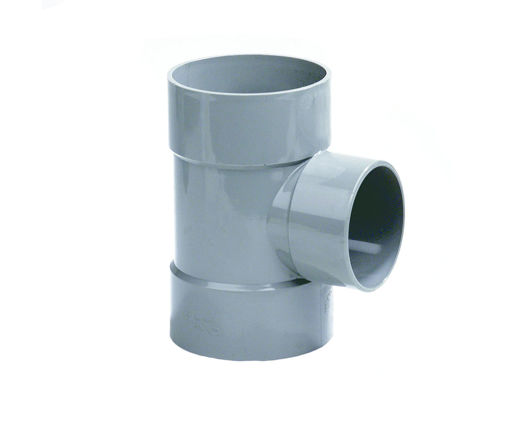 Afbeeldingen van DYKA PVC Verloop T-stuk 110x40mm 3x lijmmof 90° grijs