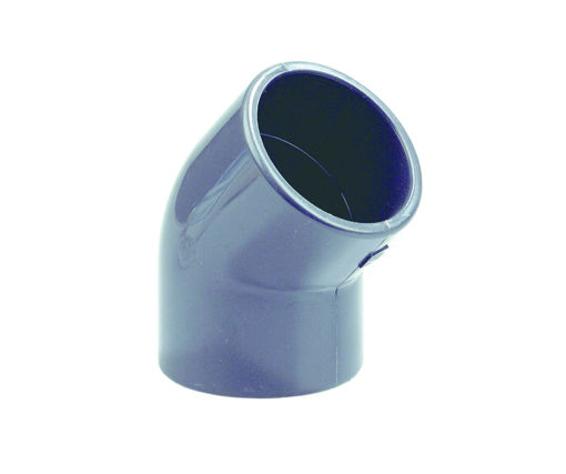 Afbeeldingen van DYKA PVC Knie PN16 50mm 2x lijmmof 45° grijs