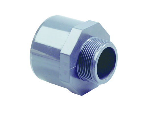 Afbeeldingen van DYKA PVC Verloop PN16110-125mm x 3" lijmmof-spie/ buitendraad grijs