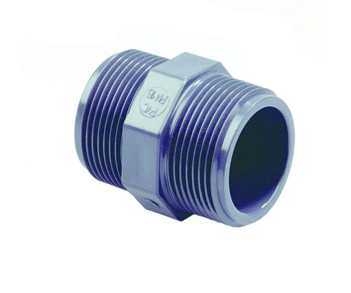 Afbeeldingen van DYKA PVC Dubbele nippel PN16 3" 2x buitendraad grijs