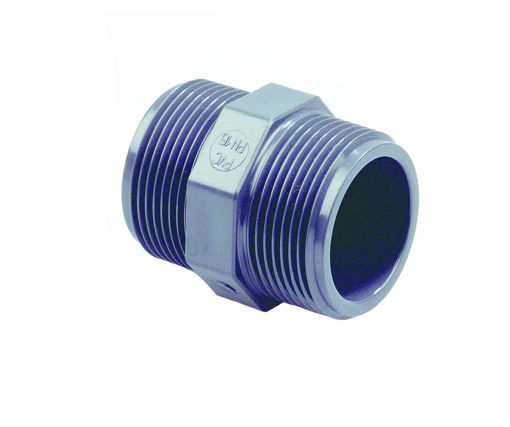 Afbeeldingen van DYKA PVC Dubbele nippel PN16 3/4" 2x buitendraad grijs