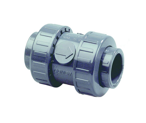 Afbeeldingen van DYKA PVC Terugslagklep PN16 50mm 2x kraagbus grijs