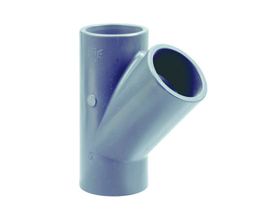 Afbeeldingen van DYKA PVC T-stuk PN10 160mm 3x lijmmof 45° grijs