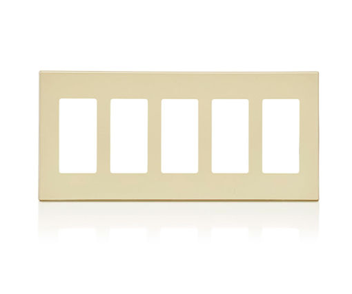 Afbeeldingen van LEVITON 5-Gang Schroefloze wandplaat Ivoor