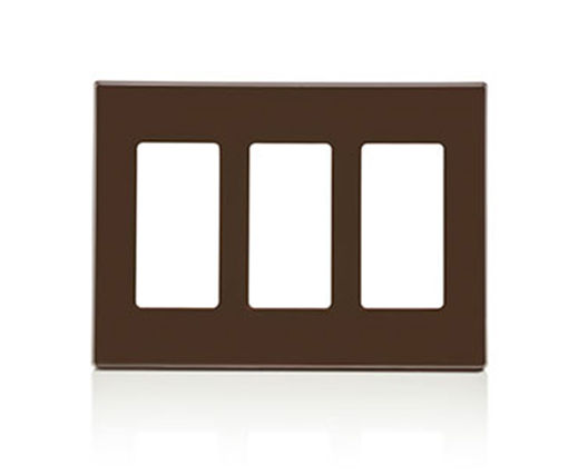 Afbeeldingen van LEVITON 3-Gang Schroefloze wandplaat Bruin
