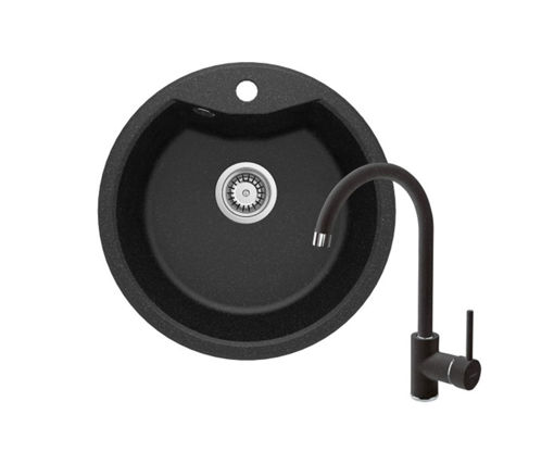 Afbeeldingen van DEANTE Granieten wasbak met kraan, 1 bak