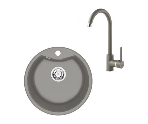Afbeeldingen van DEANTE Granieten wasbak met kraan, 1 bak