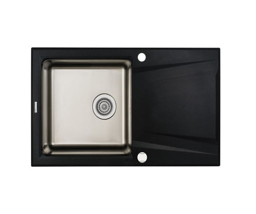 Afbeeldingen van DEANTE Graniet-stalen spoelbak, 1 bak met afdruiprek