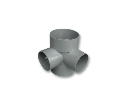 Afbeeldingen van DYKA Dubbel T-Stuk Haaks 110X75Mm 4X Lijmmof 90° Grijs H=17Cm