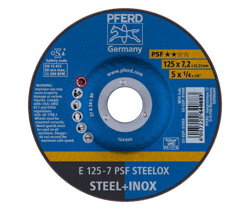 Afbeeldingen van PFERD Grinding Wheel E 125-7 A 24 L PSF-22,23 STEELOX