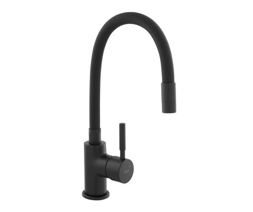 Afbeeldingen van FERRO Zumba Nero Standing Sink Mixer With Flexible Spout, All Black