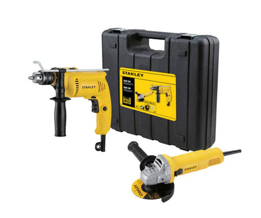 Afbeeldingen van STANLEY 115mm 620W Slimline Angle Grinder Combo Kit With Hammer Drill 13mm 600W