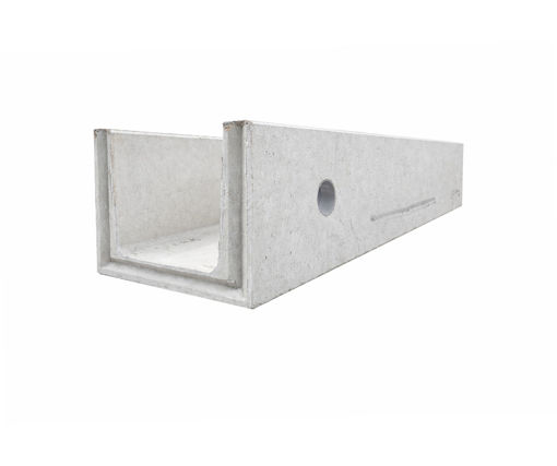 Afbeeldingen van Betonnen U-Goot 3000x700x600mm C30/37 met 1 inlaat 6''